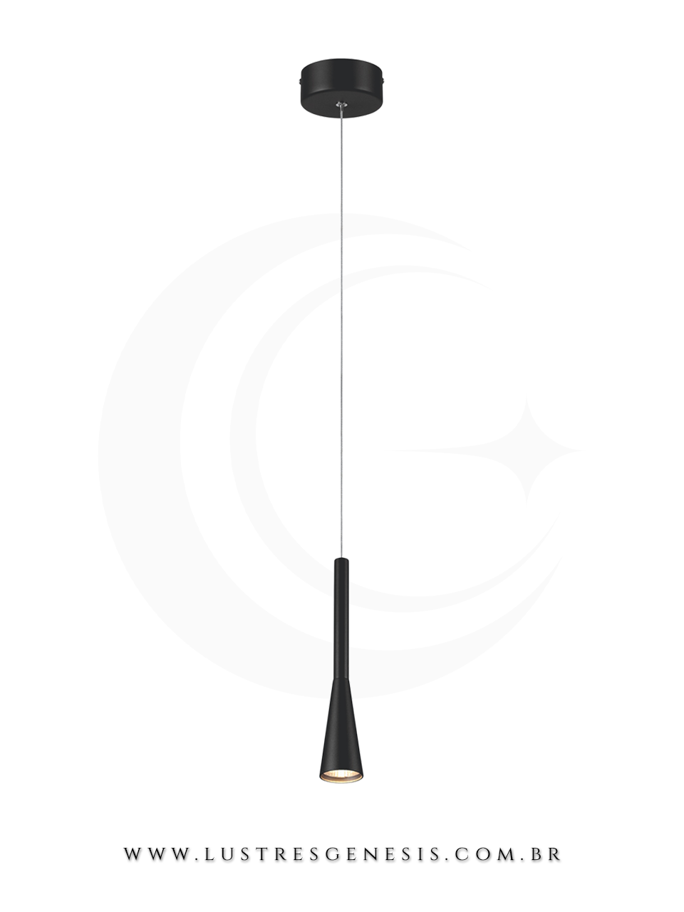 Luminaria de Teto Pendente Metal Preto LED Bivolt 6W Banheiro, Lavabo, Balcao de cozinha, Bancada de Cozinha, Bancada Churrasqueira